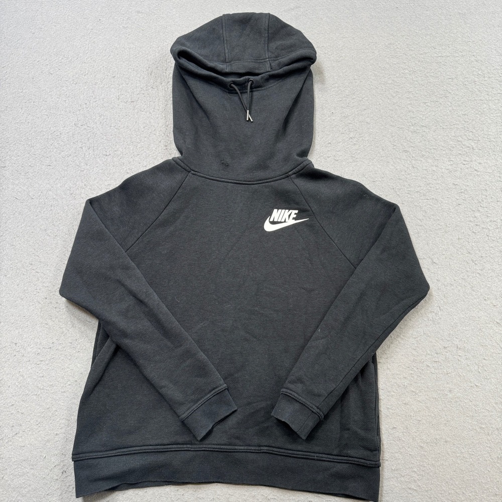 Nike Hoodie Women's Small Black Fleece Lined High Neck Athletic Gym Pullover